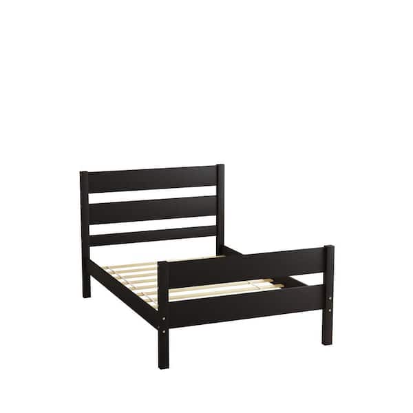 Unbranded Espresso Wood Frame Twin Platform Bed with  Headboard and Footboard