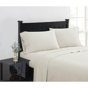 Solid Ivory Queen Cotton Flannel Sheet Set