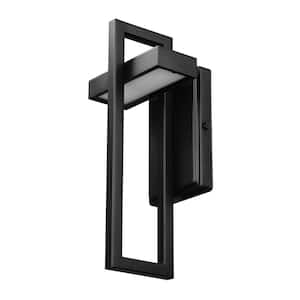 400 Lumens Matte Black Outdoor Hardwired Weather Resistant Wall Sconce Integrated LED