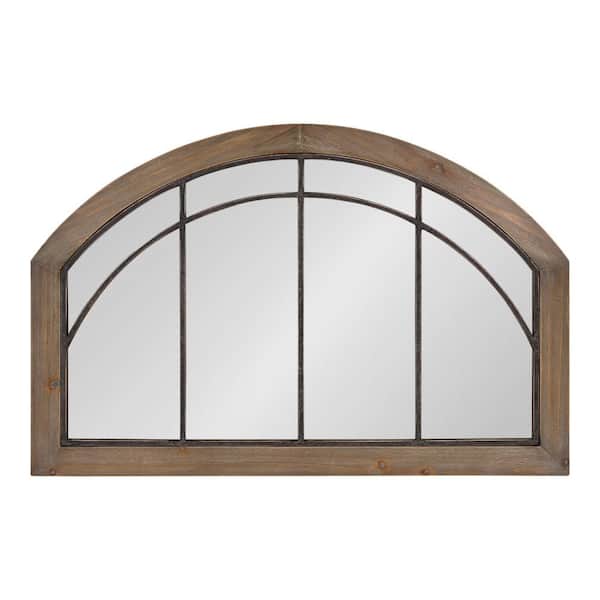 Kate and Laurel Medium Arch Rustic Brown American Colonial Mirror (24 in. H x 36 in. W)