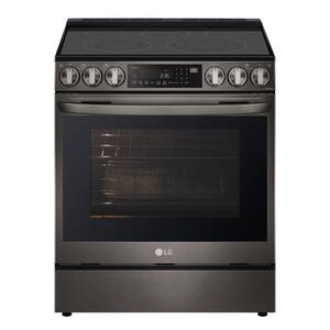 6.3 cu. ft. Slide-in Electric Range with Self-Cleaning, Instaview and Air Fry in Printproof Black Stainless Steel
