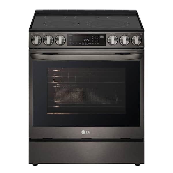 LG 6.3 cu. ft. Slide-in Electric Range with Self-Cleaning, Instaview and Air Fry in Printproof Black Stainless Steel