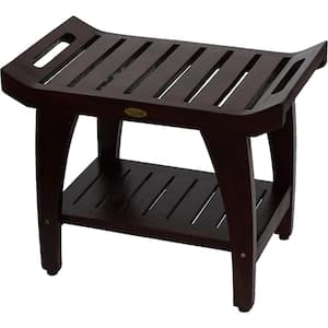 Tranquility 24 in. Teak Eastern Style Shower Bench with Shelf