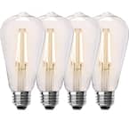 60-Watt Equivalent ST19 Dimmable Straight Filament Clear Glass Vintage Edison LED Light Bulb, Soft White (4-Pack)