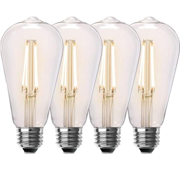 Feit Electric 60-Watt Equivalent ST19 Dimmable Straight Filament Clear Glass Vintage Edison LED Light Bulb, Soft White (4-Pack)