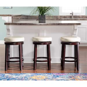 Linon Home Decor Maya Rice Faux Leather Backless Swivel Counter Stool ...