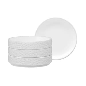Colortex Stone White 3.75 in. Porcelain Mini Plates, (Set of 4)