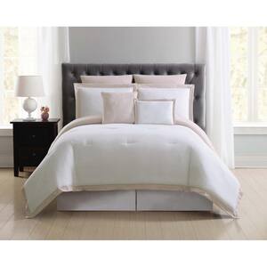 Everyday 7-Piece White and Blush King Comforter Set