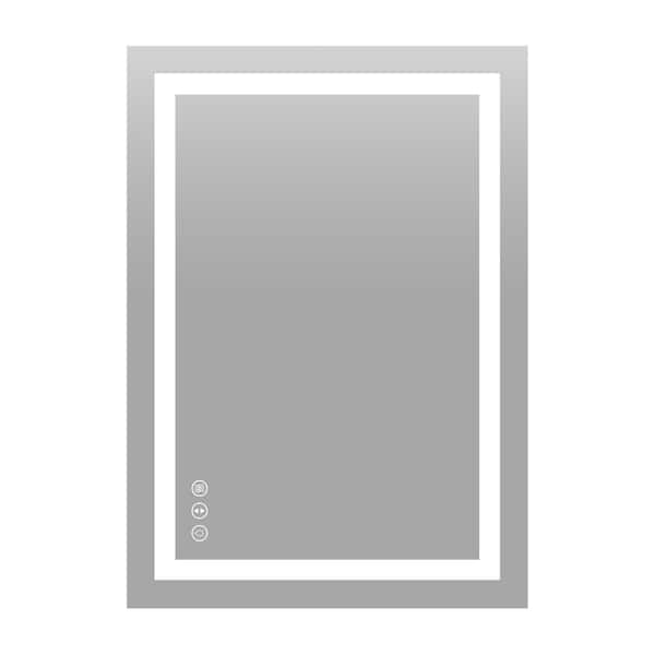 28 in. W x 20 in. H Small Rectangular Frameless LED Light Dimmable Anti-Fog wall mount Bathroom Vanity Mirror