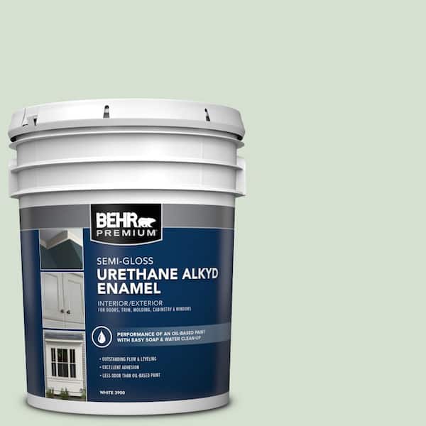 5 gal. #S400-2 Comforting Green Urethane Alkyd Semi-Gloss Enamel Interior/Exterior Paint