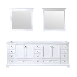Dukes 84 in. W x 22 in. D White Double Bath Vanity without Top and 34 in. Mirrors