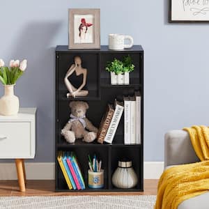 Bookshelf, Bookcase with 5 Open Adjustable Storage Cubes, Floor Standing Unit, Side Table Bookcase, Black