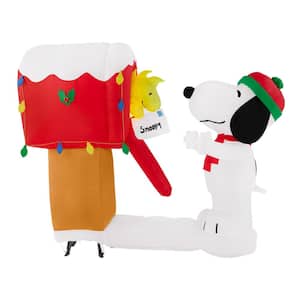 5.5 ft Pre-Lit LED Airblown Snoopy and Woodstock Mailbox Christmas Inflatable