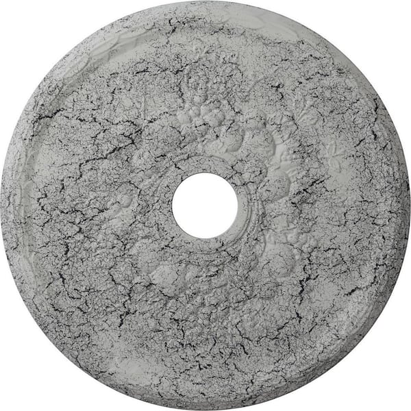 Ekena Millwork 5/8 in. x 22-5/8 in. x 22-5/8 in. Polyurethane Grape Ceiling Medallion, Ultra Pure White Crackle