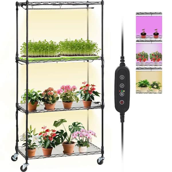 Indoor 4-Tier 45W Full Spectrum LED Grow Light Plant Stand (23.6 in. L x 13.8 in. W x 49.8 in. H)