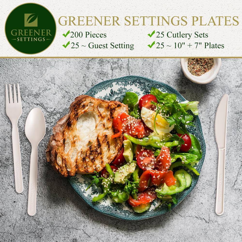 200 Piece Compostable Disposable Flatware Silverware Set- 50 Settings (Set of 50)