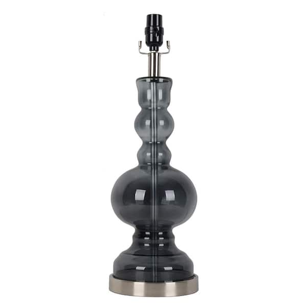 Hampton Bay TTL20 Mix and Match 21.5 in. H Transparent Smoked Blue Glass and Brushed Nickel Table Lamp Base