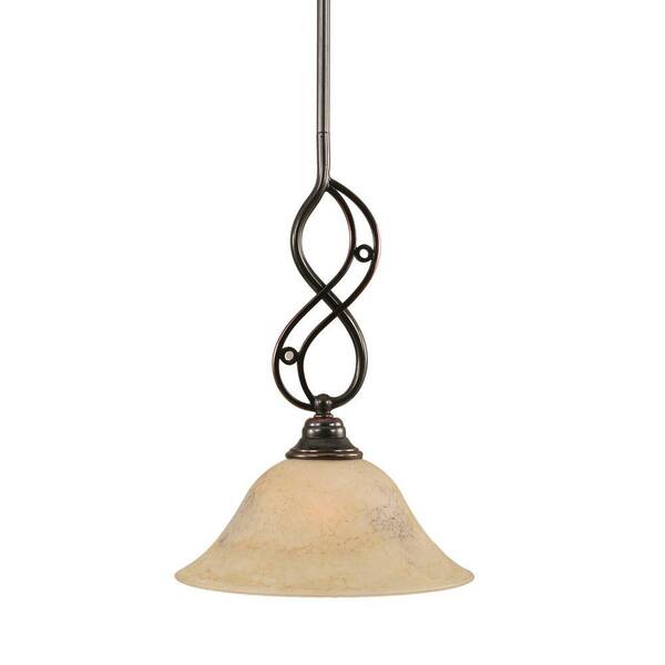 Filament Design 1-Light Black Copper Pendant with Italian Marble Glass