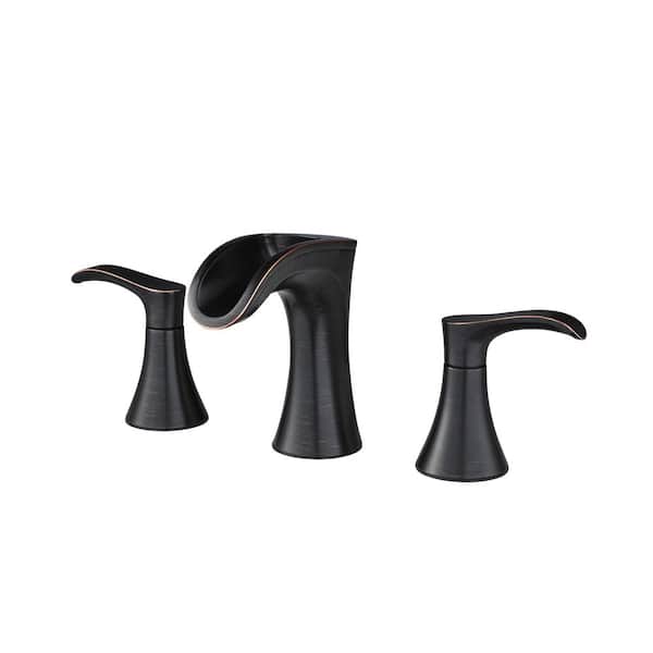 Brea 8 in. Widespread 2-Handle Waterfall Bathroom Faucet in Tuscan Bronze