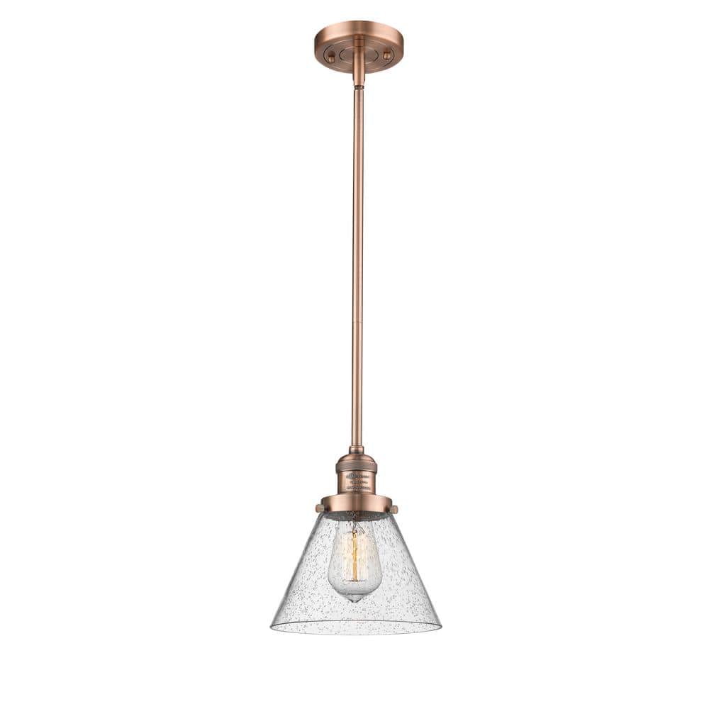 Antique Copper and Glass Mini Pendant Light