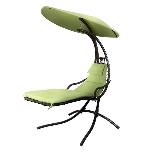 RST Brands Infinity Hanging Patio Chaise Lounge with Green Cushion