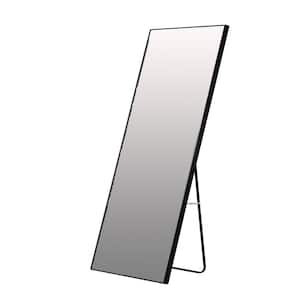 23 in. W x 65 in. H Rectangular Wood Full-length Framed Wall Bathroom Vanity Mirror in Black
