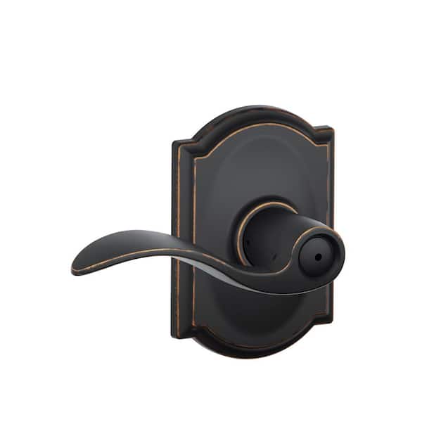 Schlage Accent Aged Bronze Privacy Bed/Bath Door Handle with Camelot Trim