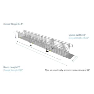 PATHWAY 3G 22 ft. Wheelchair Ramp Kit with Expanded Metal Surface and Vertical Picket Handrails