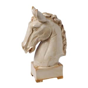 16 in. Horse Statue Crackled White