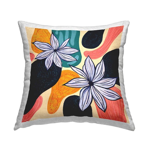 Stupell Industries Oblong Geometric Modern Flowers Multi-Color Square Outdoor Throw Pillow