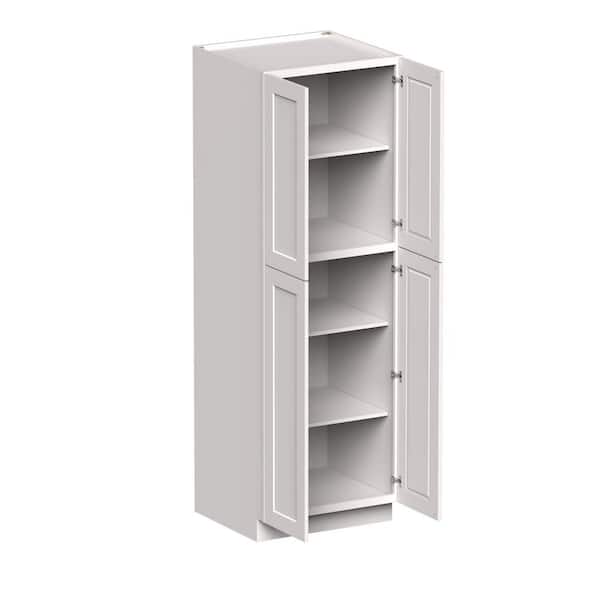 30 in. W x 27 in. D x 90 in. H Ready to Assemble Pantry Kitchen Cabinet with 4-Door 4-Shelf in White Shaker