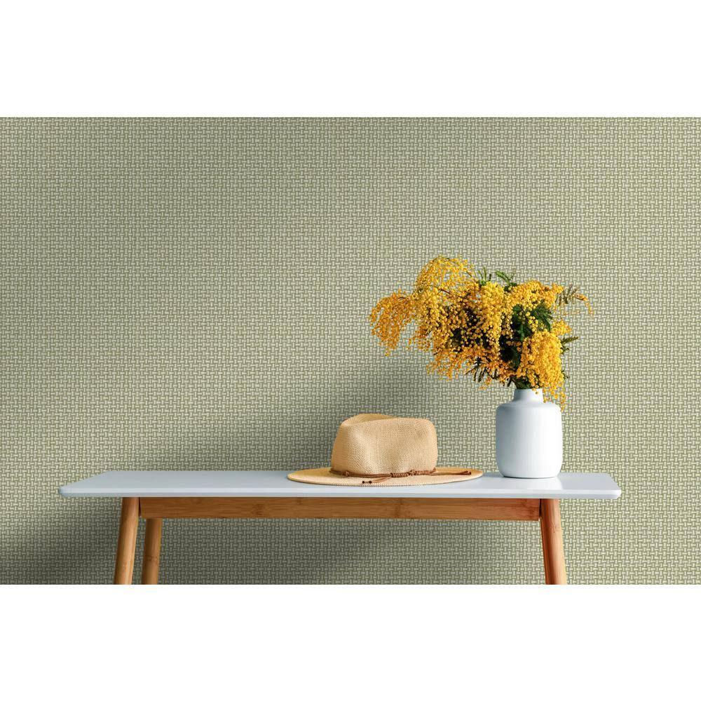 Green Basket Weave Non-pasted Wallpaper 396 in x 20.8 in