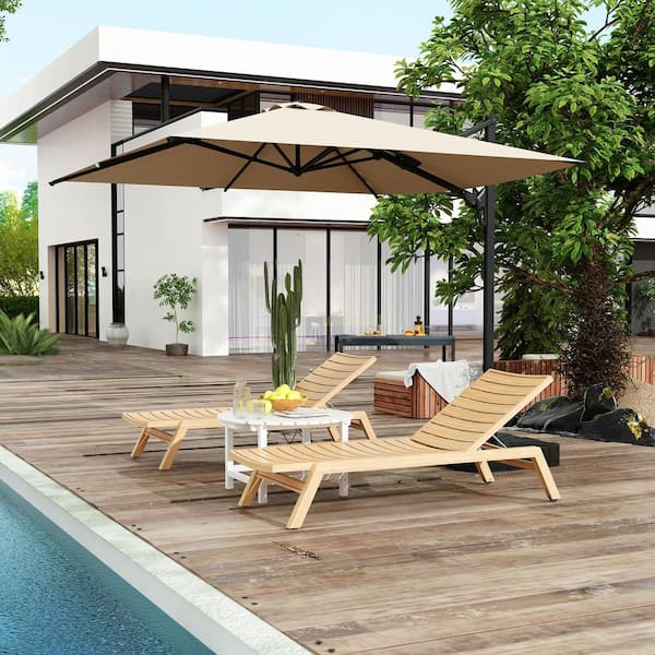 FUFU&GAGA 10 ft. Patio Umbrella Square Beach Umbrella, Outdoor Metal Cantilever Umbrella with 360° Rotation for Garden in Beige