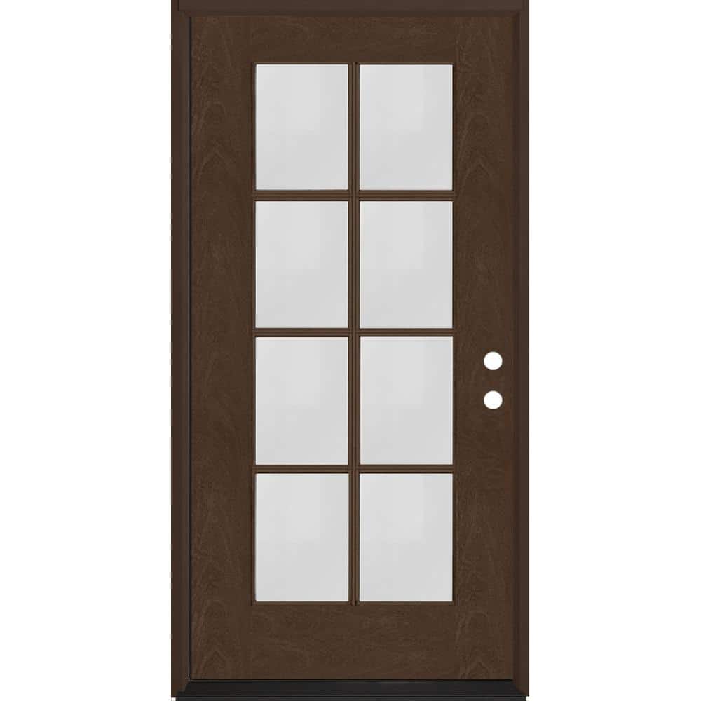 Regency 36 in. x 80 in. Full 8-Lite Left-Hand/Inswing Clear Glass Hickory Stained Fiberglass Prehung Front Door price history on PriceWatchPro