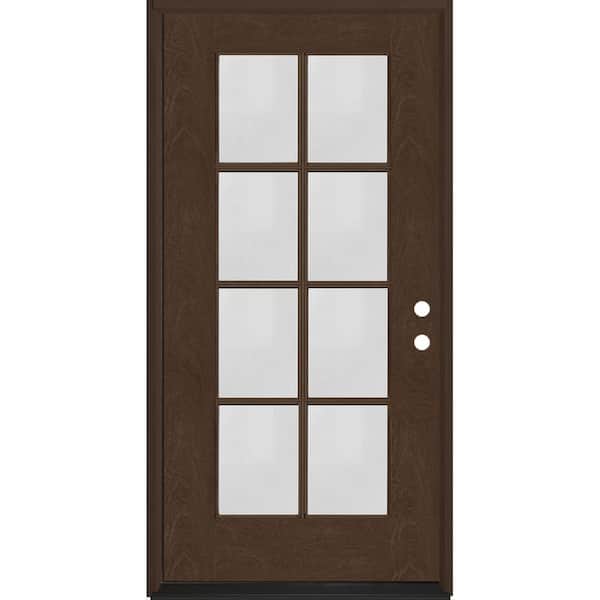Steves & Sons Regency 36 in. x 80 in. Full 8-Lite Left-Hand/Inswing Clear Glass Hickory Stained Fiberglass Prehung Front Door