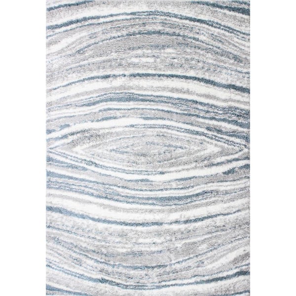 BASHIAN Andes White/Blue 8 ft. x 10 ft. (7'6" x 9'6") Geometric Contemporary Area Rug