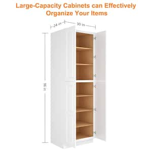 30-in W X 24-in D X 96-in H in Traditional White Plywood Ready to Assemble Floor Wall Pantry Kitchen Cabinet