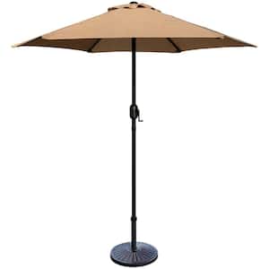 7.5 ft. Steel Crank Market Patio Umbrella in Tan