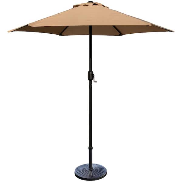 Maypex 7.5 ft. Steel Crank Market Patio Umbrella in Tan