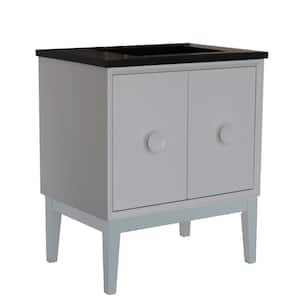 Stora 31 in. W x 22 in. D Bath Vanity in White with Black Concrete Vanity Top with Rectangle Basin