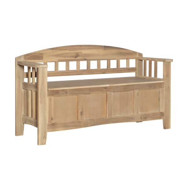 Iris Acacia Storage Bench with Natural Washed Finish