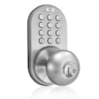 Satin Nickle Single-Cylinder Electronic Door Knob with Keyless Back-Lit Keypad Entry