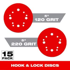 5 in. 120 & 220 Grit Hook and Lock ROS Sanding Discs (30-Pack)