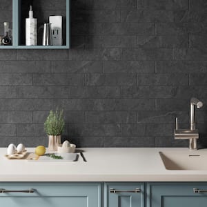 Slate Black 3 in. x 12 in. Stone Look Porcelain Floor and Wall Tile (3.39 sq. ft./Case)