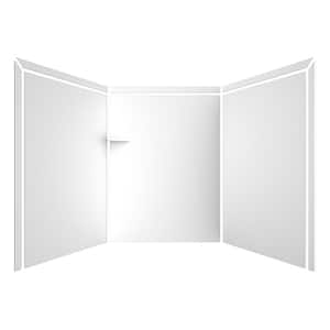 Adaptable 60 in. x 60 in. x 80 in. 9-Piece Easy Up Adhesive Alcove Shower Surround in White