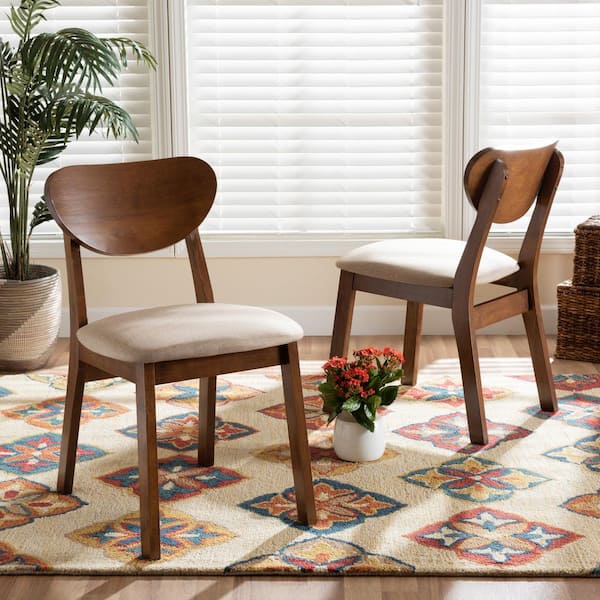Damara Sand and Walnut Brown Dining Chair (Set of 2)