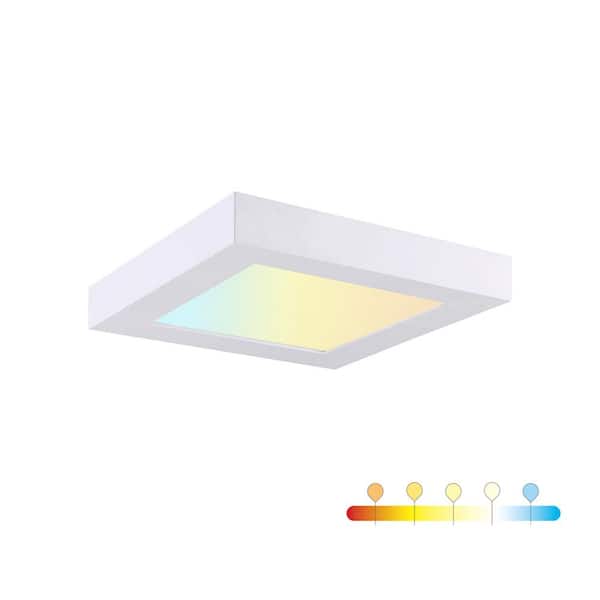 RUN BISON 5.5 in. Square Color Selectable Integrated LED Flush Mount Downlight in white