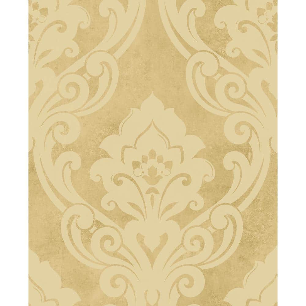 Seabrook Designs Vogue Damask Metallic Gold Paper Strippable Roll ...