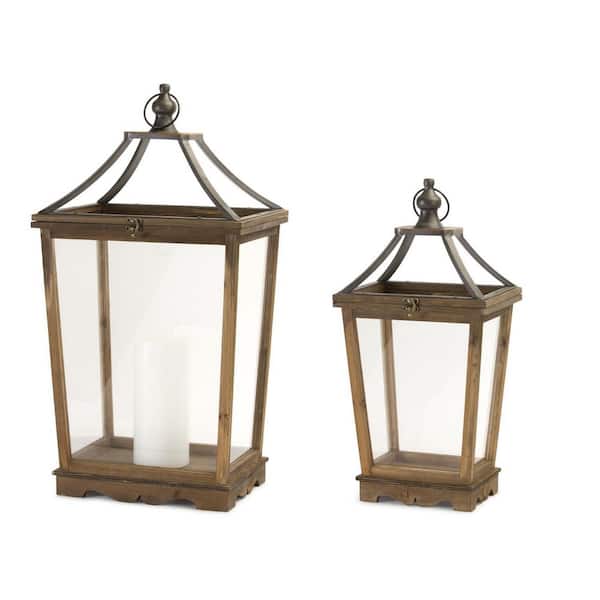 Brown Metal Candle Lantern Set of 2-Pack