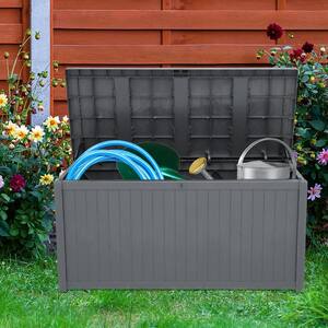 113 Gal. Outdoor Garden Gray Plastic Storage Deck Box